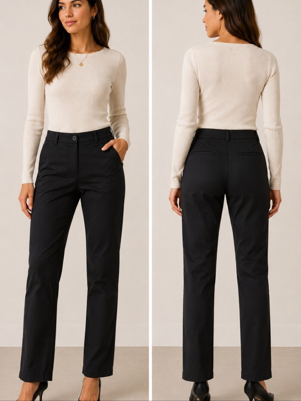 Lee Wrinkle Free Straight Leg Mid Rise Dress Pants Black Size 2 NWT Career Work